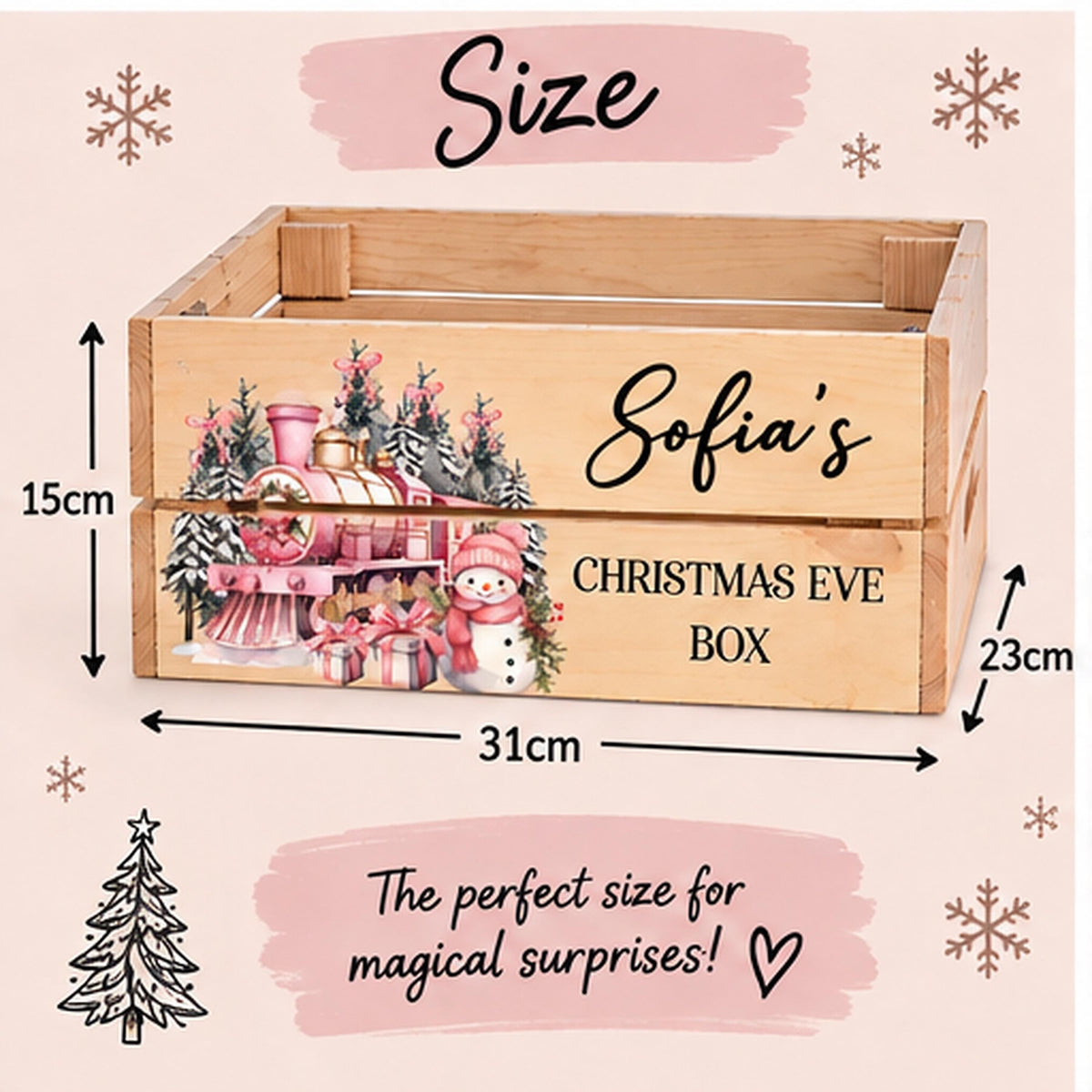 Personalised Christmas Eve Box | Wooden Christmas Eve Crate for Kids | Xmas Eve Box | Christmas Gift Box